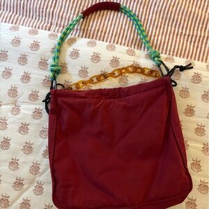 Rotunda Burgundy Shoulder Bag with Chain Handle